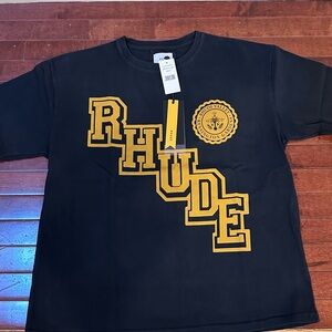 Rhude Kids Black Tee with Yellow Logo